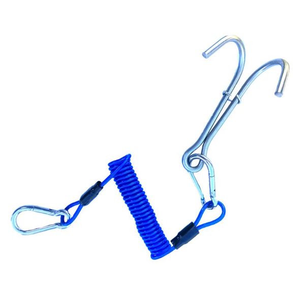 

pool & accessories stainless steel scuba diving double reef drift hook 1.8m spiral coil strap cord ss current