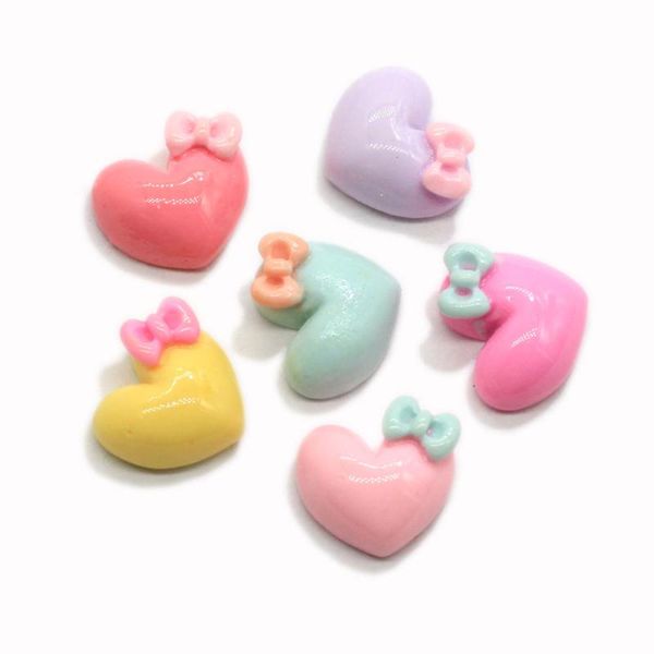 

decorative objects & figurines pastel colors resin flatback cabochon heart shape with bow for hair phoneart diy