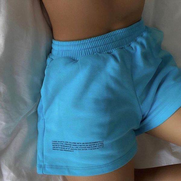 

autumn letter print loose women shorts summer slim casual mini elegant sport mid waist blue fashion, White;black