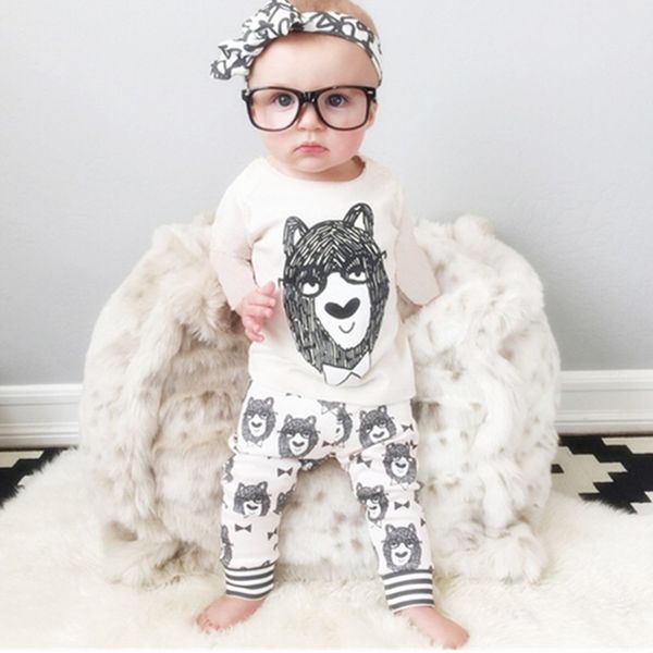 

fashion baby boy clothes suit monster newborn t-shirt pant set infant 2 pieces clothing set 100% cotton 70 80 90 100 210413, White