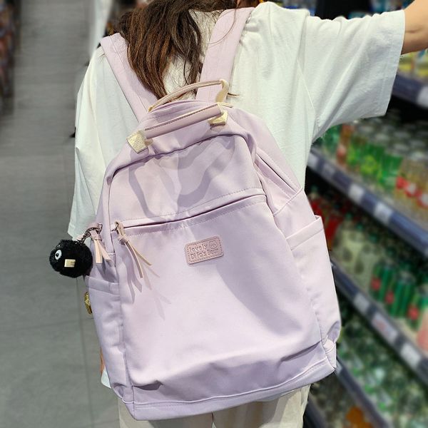 Mochila moda fêmea kawaii livro menina roxo escola viajar senhoras bonito rosa faculdade estudante mulheres saco na moda