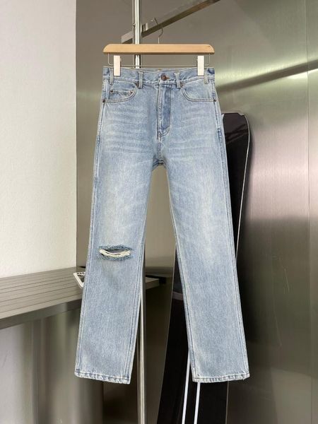 

women's jeans 2021fw autumn women hole female straight denim pants trouse ddxgz2 7.31, Blue