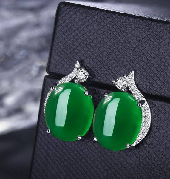 

lockets red agate earring female emerald jade pith gem temperament korea simple retro allergy pure silver needle earrings