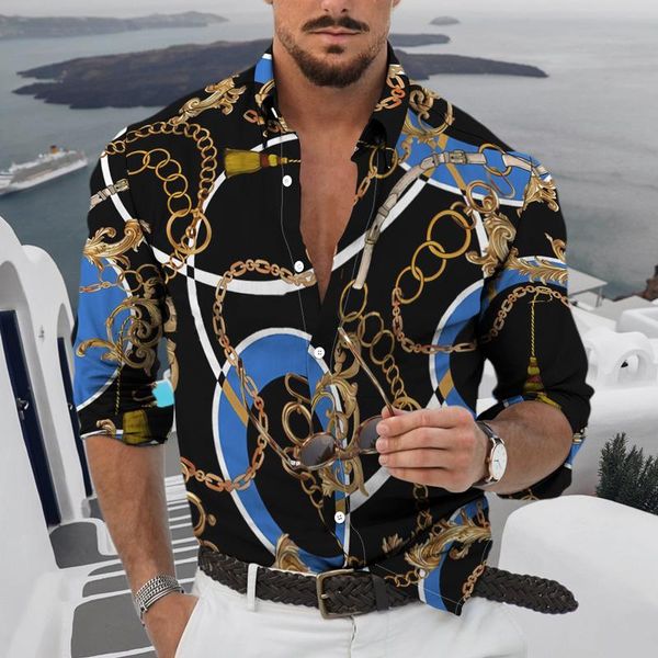 

men's casual shirts 2021 fall long shirt single-breasted button lapel 3d est daily fashion young pattern theme, White;black