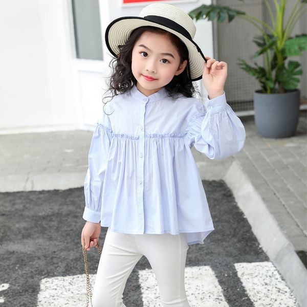 

children's korean version baby spring and autumn cotton shirt foreign style girl's short sleeve princess coat, White