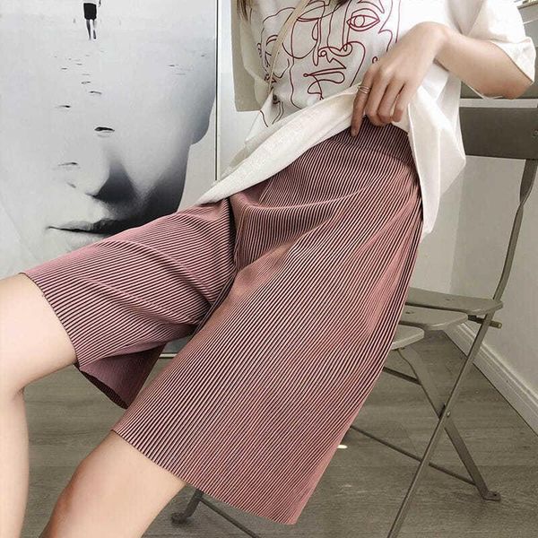 

women's shorts summer thin korean version loose straight big size pit strip sports mid-pants high waist five-point casual, White;black