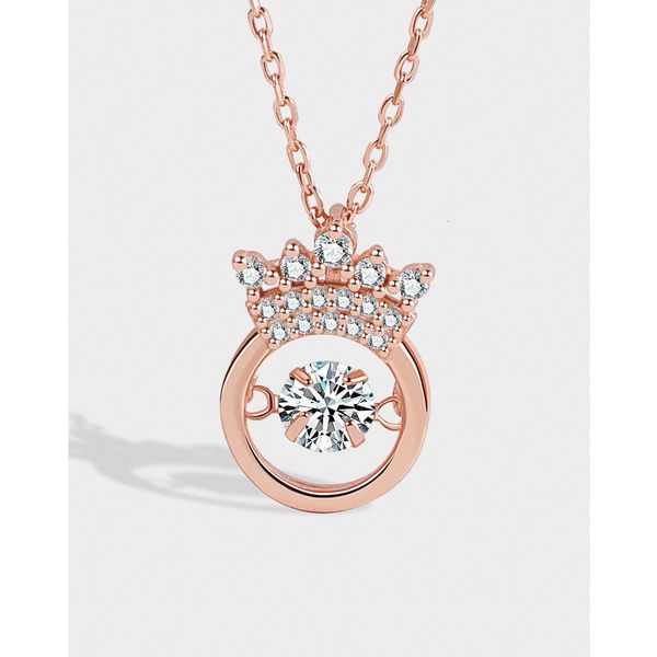 

korean s925 sterling sier beating heart crown smart necklace creative fashion diamond pendant clavicle chain jewelry, White