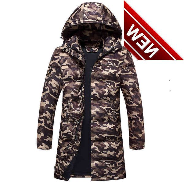 

winter jacket men camouflage men's down large size puffer long coat mens clothing parka casaco masculino kj573, Black