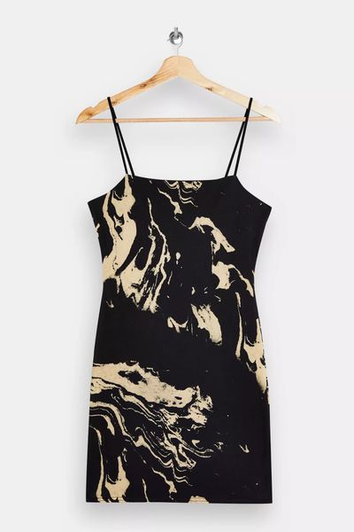 

factory8cry and 2021 spring temperament commuting print black suspender skirt women's dress, White;black