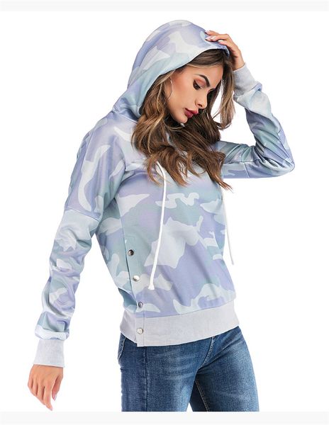 

ladies camouflage hoodie loose hooded sweatshirt fall/winter casual all-match student clothing 001, Black
