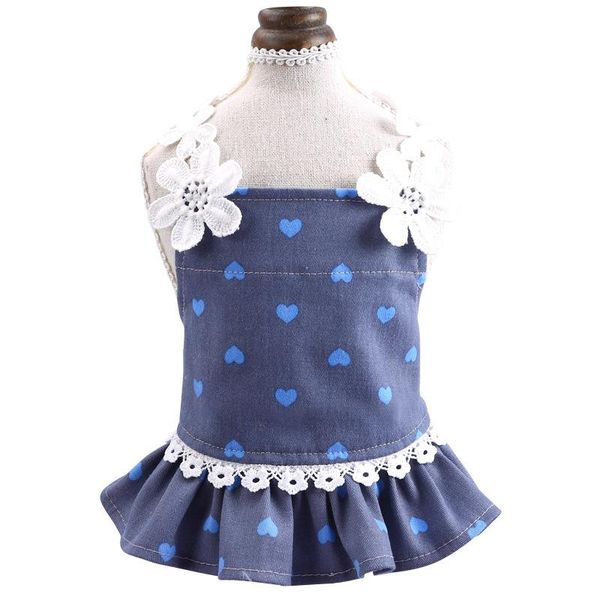 

dog apparel clothing skirt cat clothes summer dress heart print short denim pet dresspuppy clothingflower lovely sling