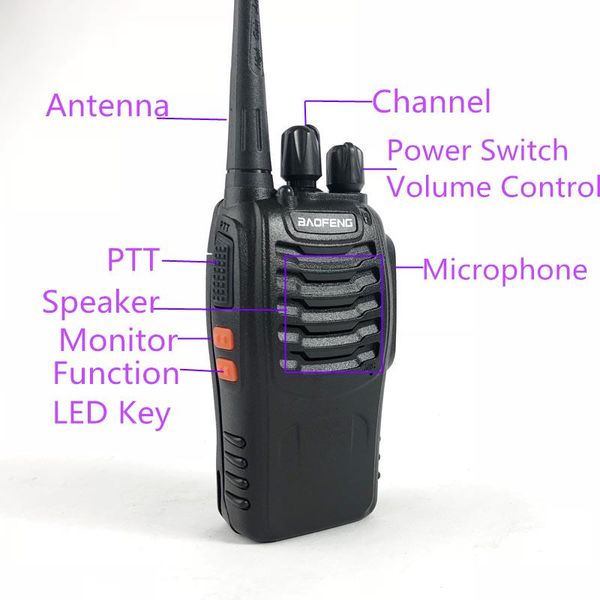 

walkie talkie baofeng 888s 2pcs powerful 5w ham two-way radio uhf 400-470mhz 16ch walkie-talkies uv 5r 82 bf transceiver