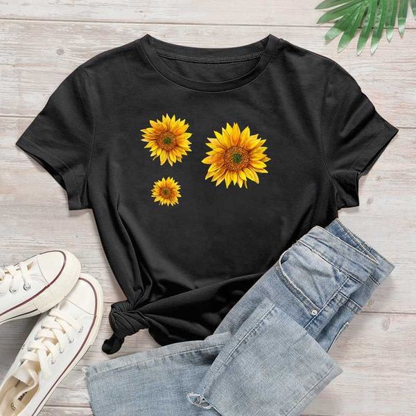 

women's t-shirt plus size sunflower graphic t-shirt harajuku tees tshirt cotton t shirt couple clothes camisas mujer streetwe, White