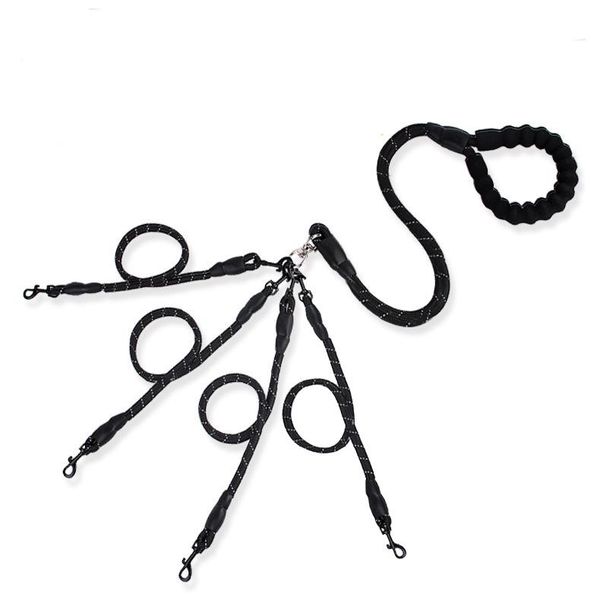 

heads lead leash triple dogs coupler with nylon soft handle for walking 1-4 outside dog collars & leashes