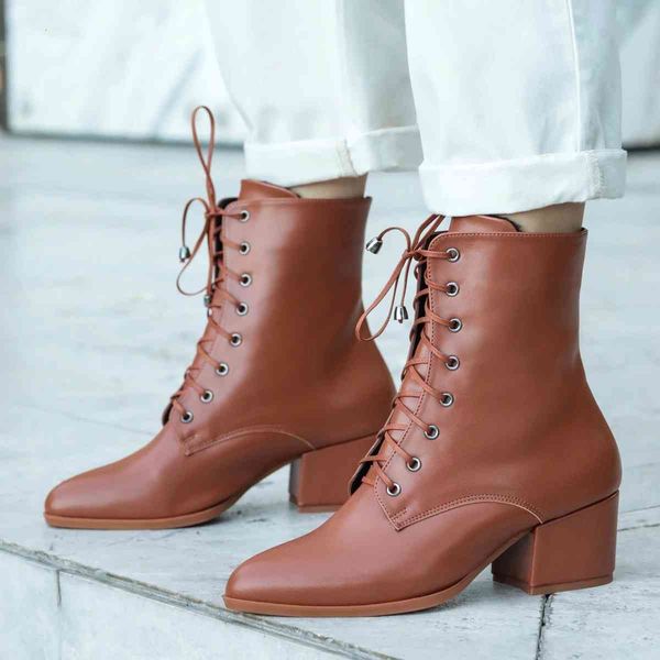 

boots brand ramona white, black, tan colors 5cm heel-height women 's ankle boots