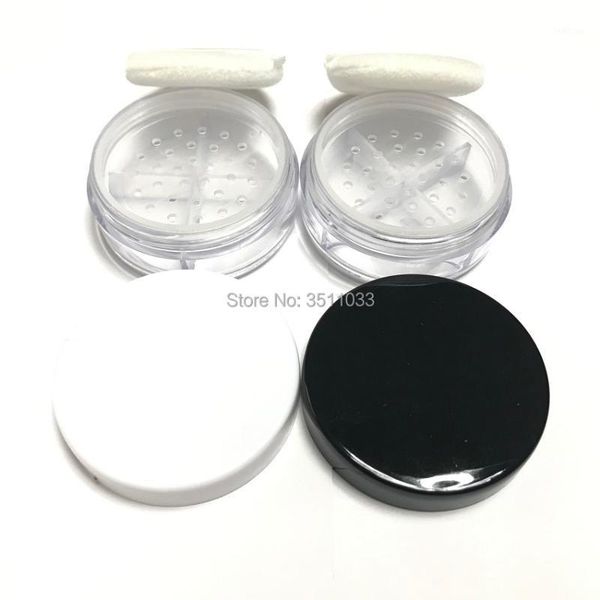 

storage bottles & jars 30/50pcs 5g classic black white cap plastic loose powder compacts round 4 grids sifter empty cosmetic container with