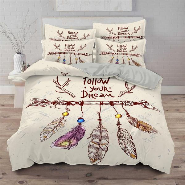 

bedding sets 3d dreamcatcher duvet cover set bohemia feather simple bedspread with pillowcase luxury bed linen king size
