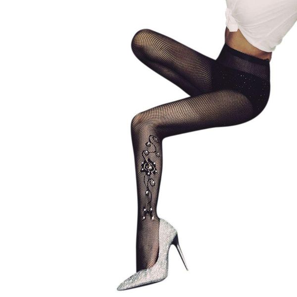 

socks & hosiery 67jf women hollow fishnet pantyhose stockings glitter rhinestone lingerie tights, Black;white