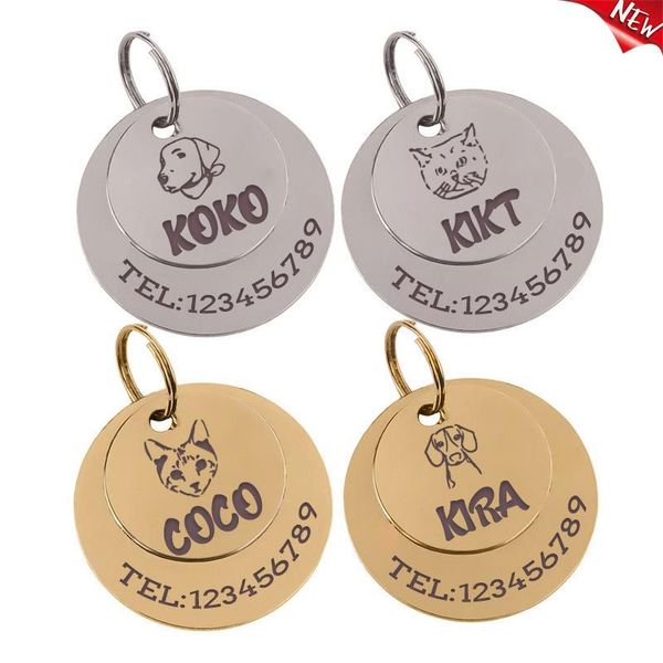 

customized dog tags cats dogs accessoires collar anti-lost pet id stainless steel puppy personalized pets supplies tag,id card
