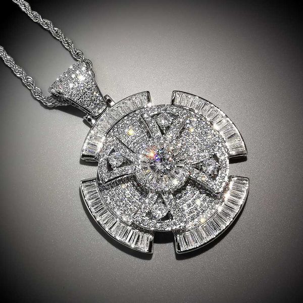 

spinner cross pendant necklace 2 colors new arrival aaa zircon mens necklace fashion rap hip hop jewelry x0707, Silver