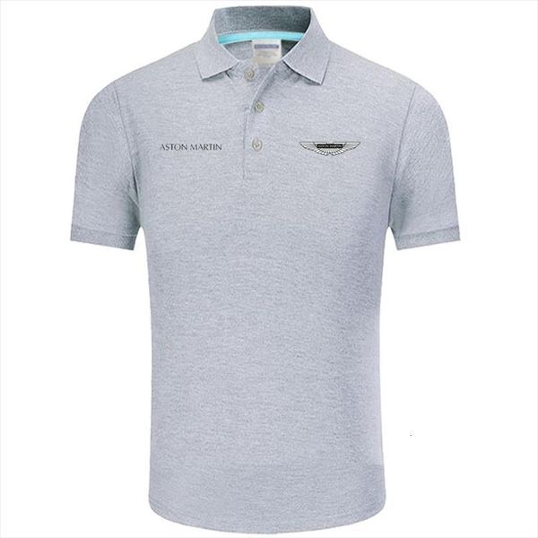 

logo aston mens polos martin classic brand shirt casual solid short sleeve cotton, White;black