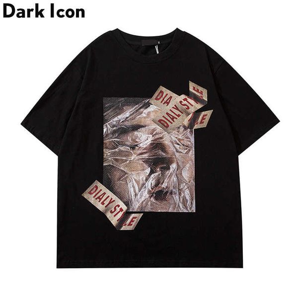 

printed tee shirts men simple style overrsized hiphop t-shirt men summer short sleeved cotton tee shirts male 210603, White;black