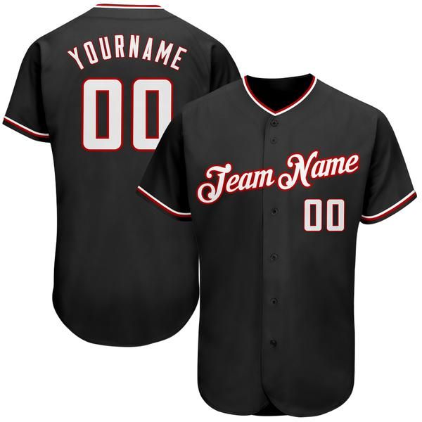 

custom black white-red-4 authentic baseball jersey, Blue;black