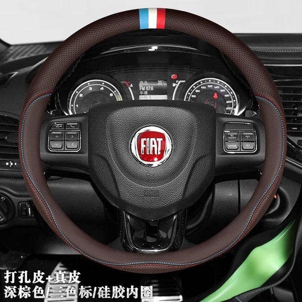 

steering wheel covers for punto bravo linea qubo doblo grande universal leather round car cover 37/38cm accessories