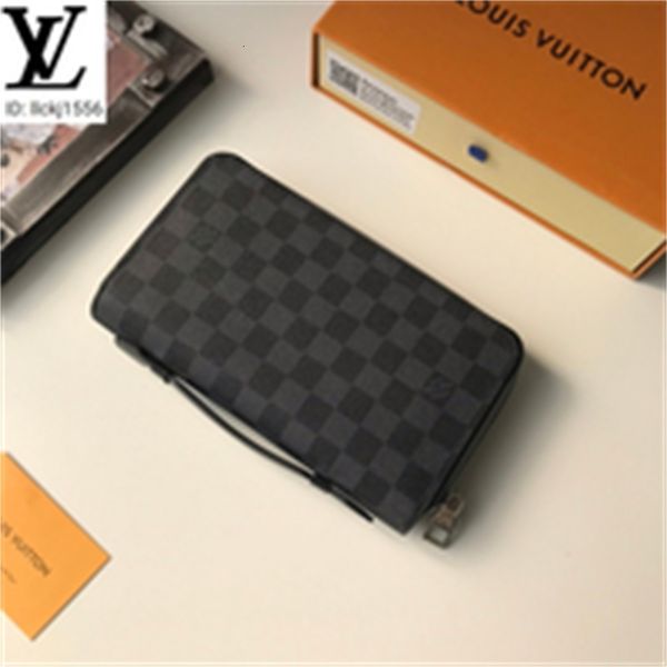 

single chain dbya m41503 black grid brand zipper clutch men real leather long designer wallets compact purse clutches evening luxury key car, Red;black