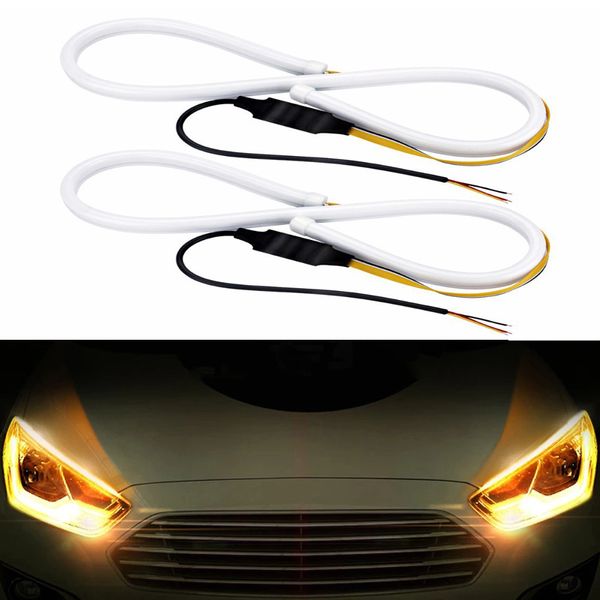 2 Teile/los Automotive LED Signal Licht Autos DRL 30 cm 45 cm 60 cm LED Tagfahrlicht LED Weiß blinker Gelb Guide Streifen Auto