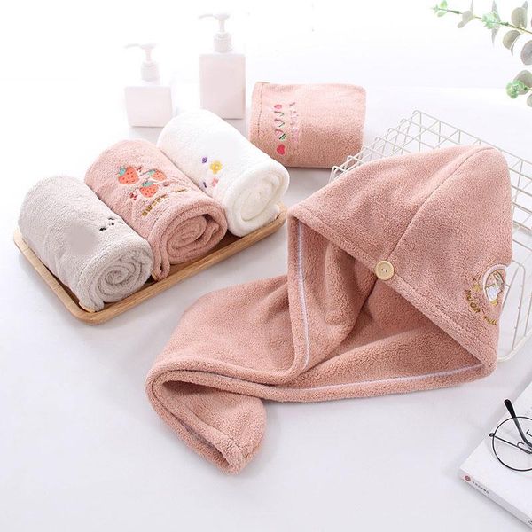 

towel coral fleece absorbent quick-drying thickened household bathing long hair shower cap soft head towels wrap for woman girls
