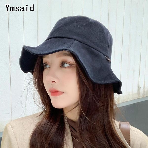 

wide brim hats women's bucket hat fashion big cloth autumn fisherman ladies panama sun visor basin soft casual outdoor, Blue;gray