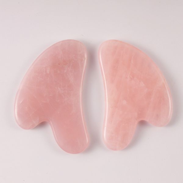 Massaggiatore di giada a forma di cuore di cristallo rosa Pietre V Face Trattamento di pressione di agopuntura cinese MASSAGGIO VISO Strumento Gua Sha