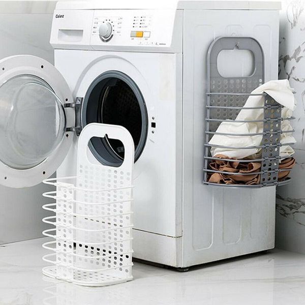 

1pc folding laundry baskets wall-mounted kids toy plastic hamper basket dirty clothes storage bag home organization &