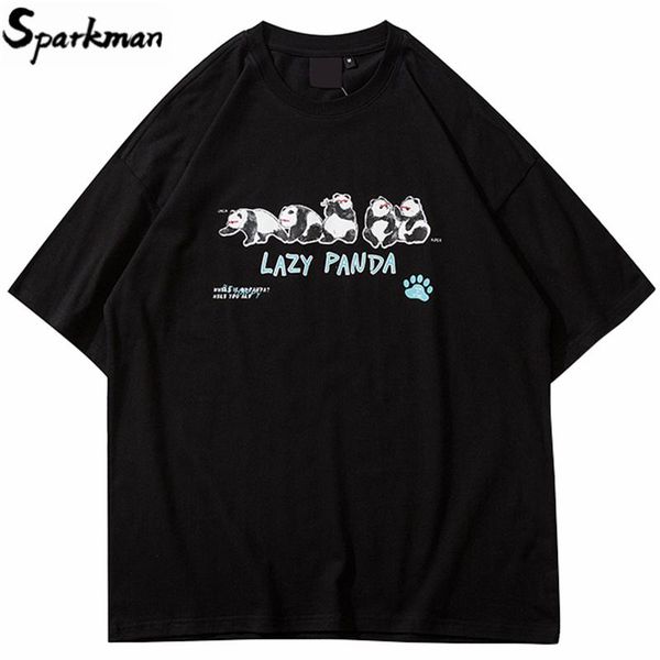 

men's t-shirts hip hop t shirt streetwear 2021 men tshirt funny panda printed t-shirt short sleeve cotton tees harajuku, White;black