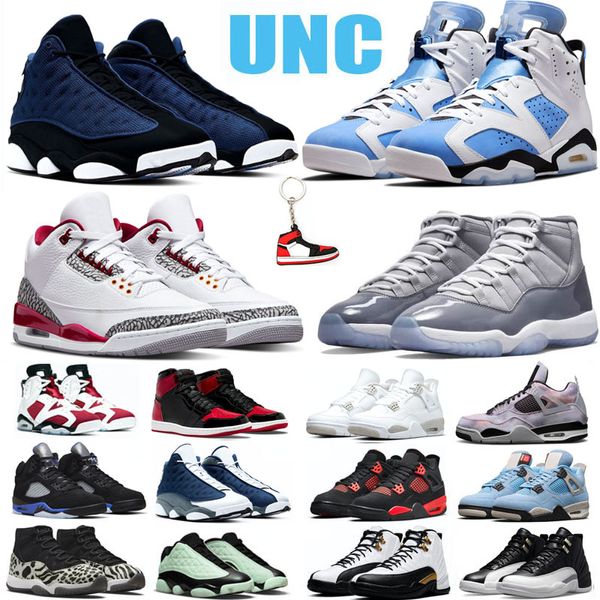 Scarpe da basket da uomo Jumpman UNC 6s White Oreo 4s Fire Red What the 11s Cool Grey 1s Bred Patent 12s playoff Brave Blue 13s Flint Men Sport Sneakers Scarpe da ginnastica Taglia 5.5-13