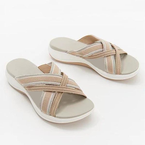 

slippers women sandals 2021 summer comfy outdoor beach shoes mesh open toe mixed color platform wedges casual lady slipper mujer slides, Black
