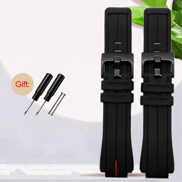 

watch bands men's silicone band for t-imex t2n720 t2n721 tw2t76300 wristwatches bracelet 24*16mm convex interface black rubber strap, Black;brown