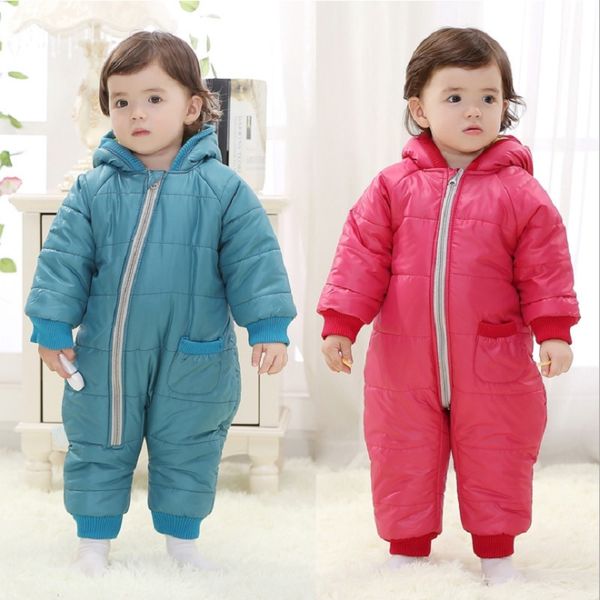 Pile spesso Pagliaccetti per neonati Cappotti invernali Tute con cappuccio per neonati Vestiti monopezzo per bambini Completi per ragazzi 3 strati più caldi Bebe Roupas 210413