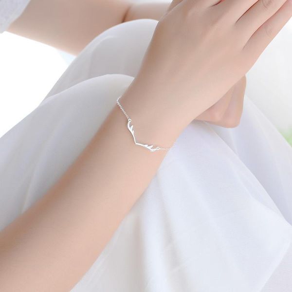 

cute sweet little antlers white bracelet for woman summer simple handmade cuff korean jewelry gift link, chain, Black