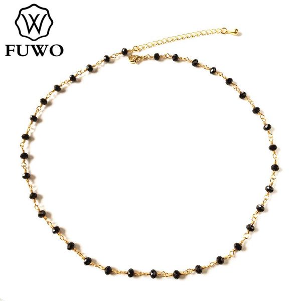 

handmade black spinels 3.5mm brass necklaces anti-tarnish crystal beaded chains for jewelry making nc014, Silver