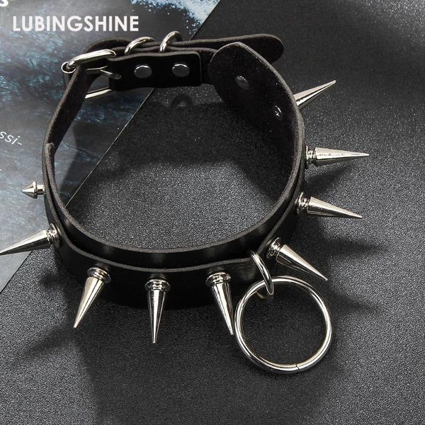 

chokers big metal spiked choker punk wide faux leather collar for women men fashion studded chocker goth style necklace gothic jewelry, Golden;silver