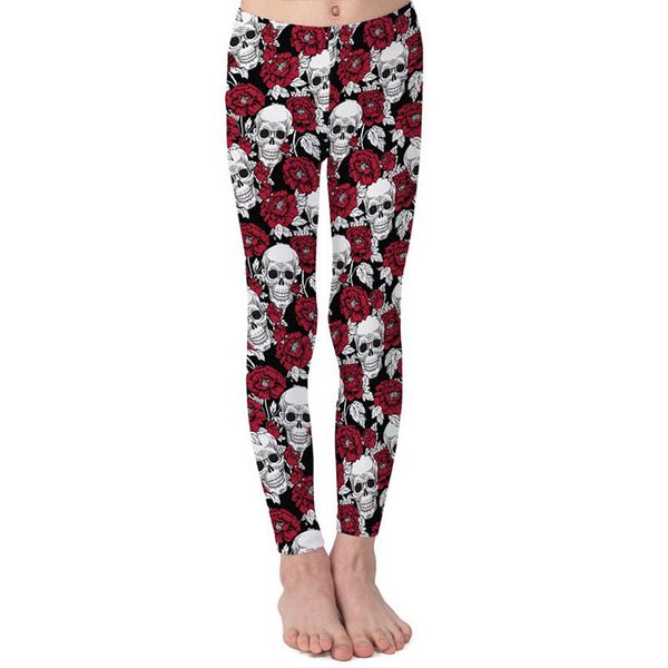 Leggings pantaloni per bambini Ragazze collant per bambini indossare cranio rosa Stampa per bambini Pantaloni skinny per bambini Vestiti bambini B6348