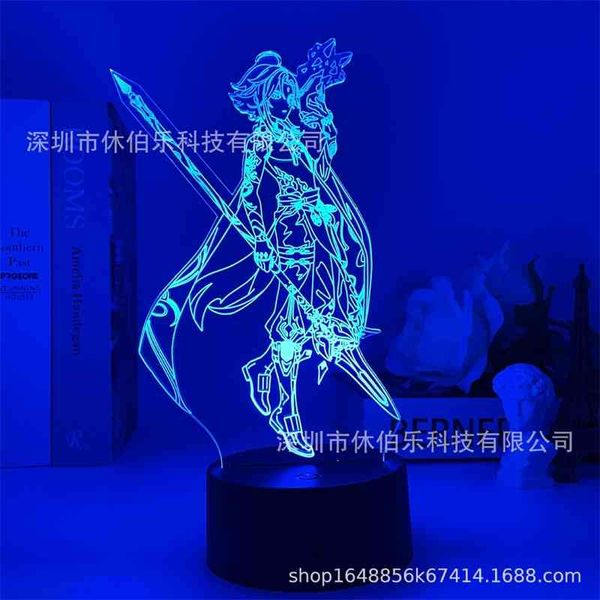 

genshin impact 3d small night originality original god carves clear bell to leave led seven color touch remote control desk lamp