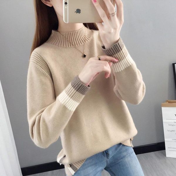 

lucyever fashion autumn winter women pullover sweater loose knitted long sleeve jumper coat casual striped ladies women's sweaters, White;black