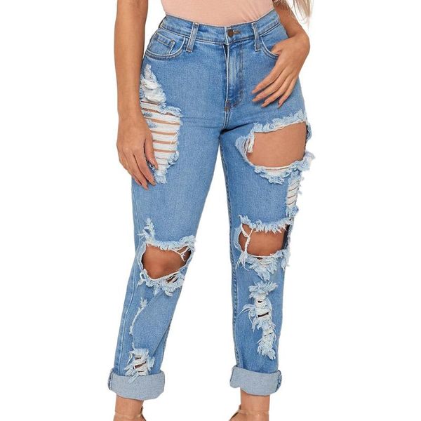 

women's jeans summer nice pants cool holes clothing casual, Blue