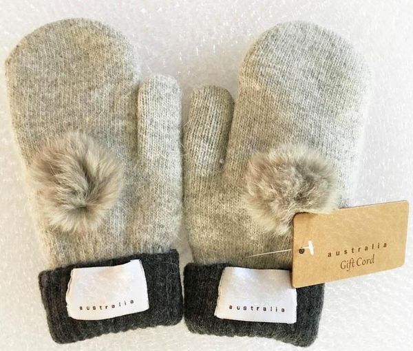 

women's brand gloves for winter and autumn cashmere mittens gloves with lovely fur ball outdoor sport warm winter gloves 8 color, White