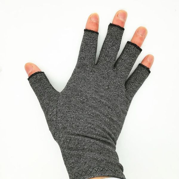 

wrist support one pair men arthritis open finger gloves size, Black;red