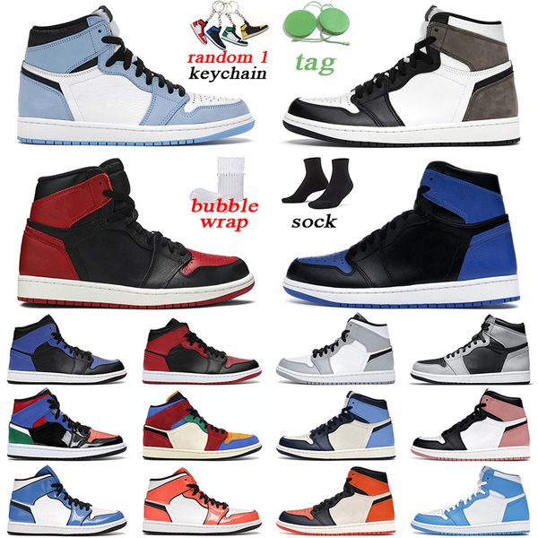 

jumpman 1 mid men women 1s basketball shoes university blue royal banned obsidian unc mens trainer