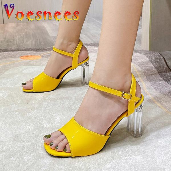 

sandals women 2022 simple fashion buckle strap office high heels chic transparent crystal summer party wedding ladies shoes, Black